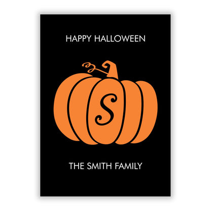 Happy Halloween Personalised Pumpkin A5 Flat Greetings Card