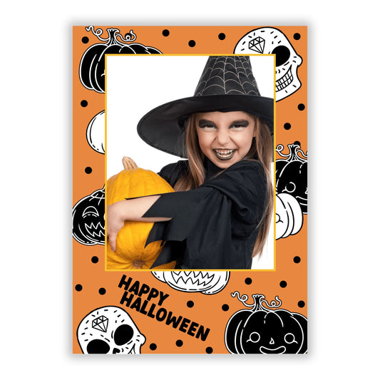 Happy Halloween Pumpkins Photo Upload A5 Flat Greetings Card