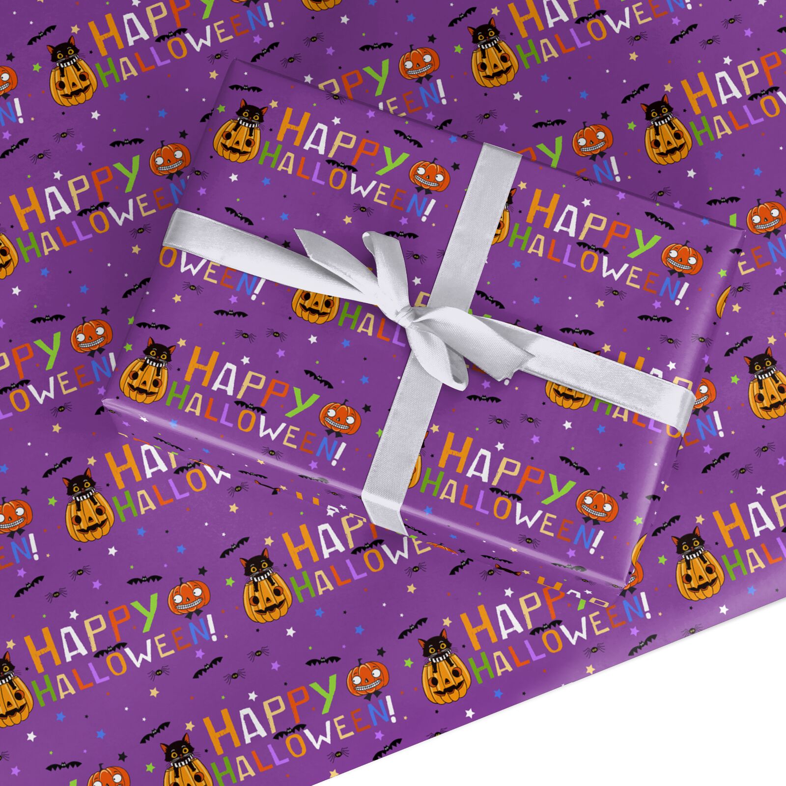 Happy Halloween Purple Custom Wrapping Paper