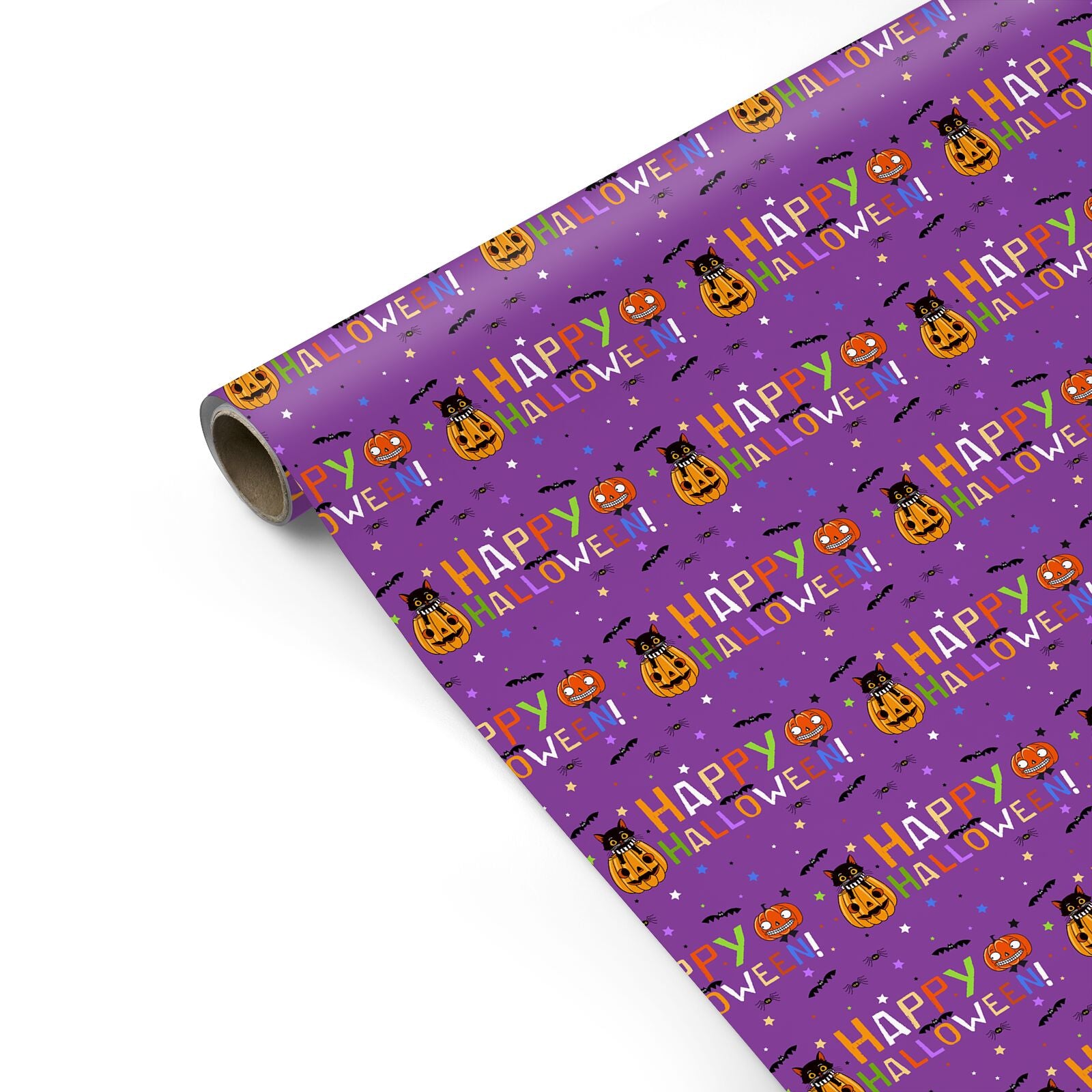 Happy Halloween Purple Personalised Gift Wrap