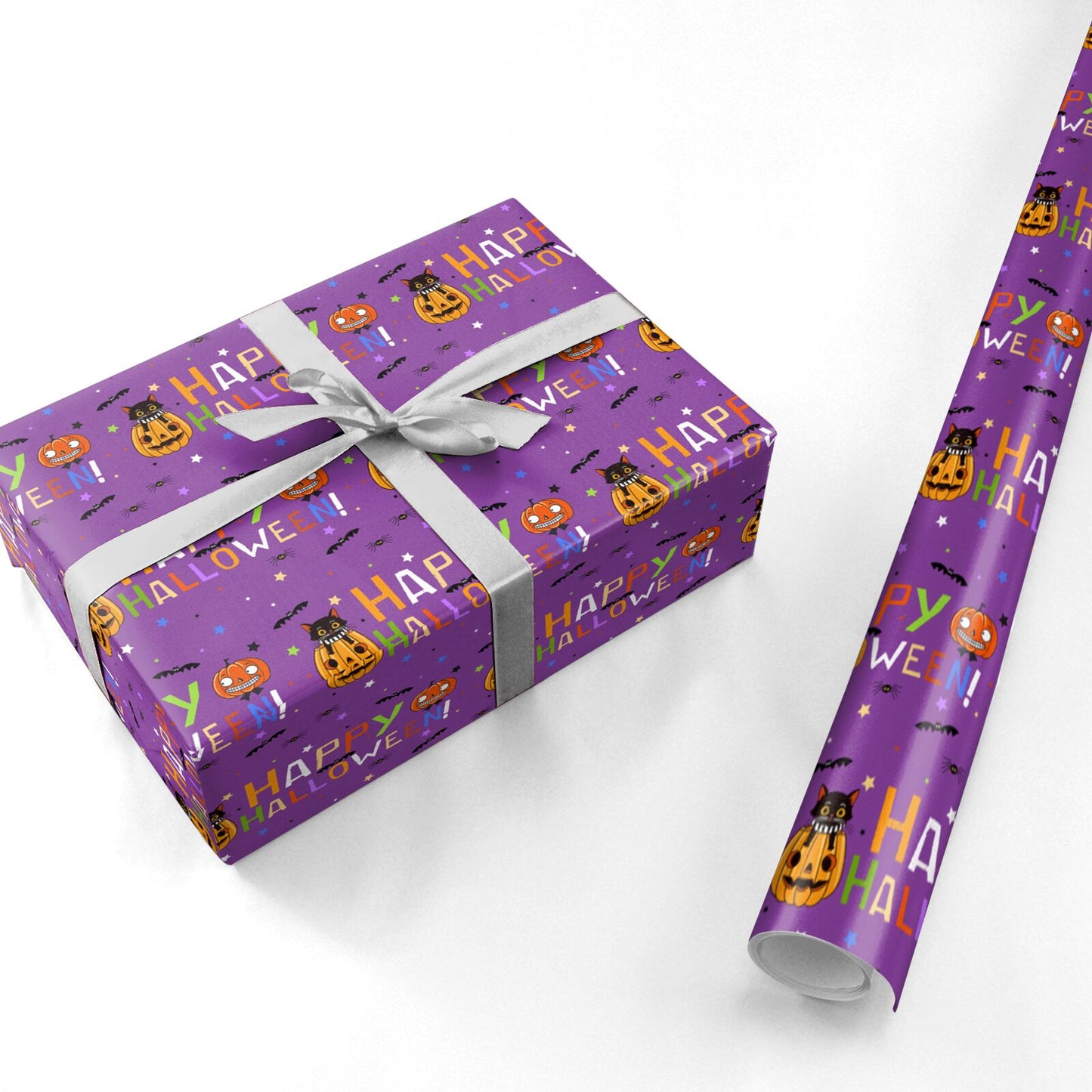 Happy Halloween Purple Personalised Wrapping Paper