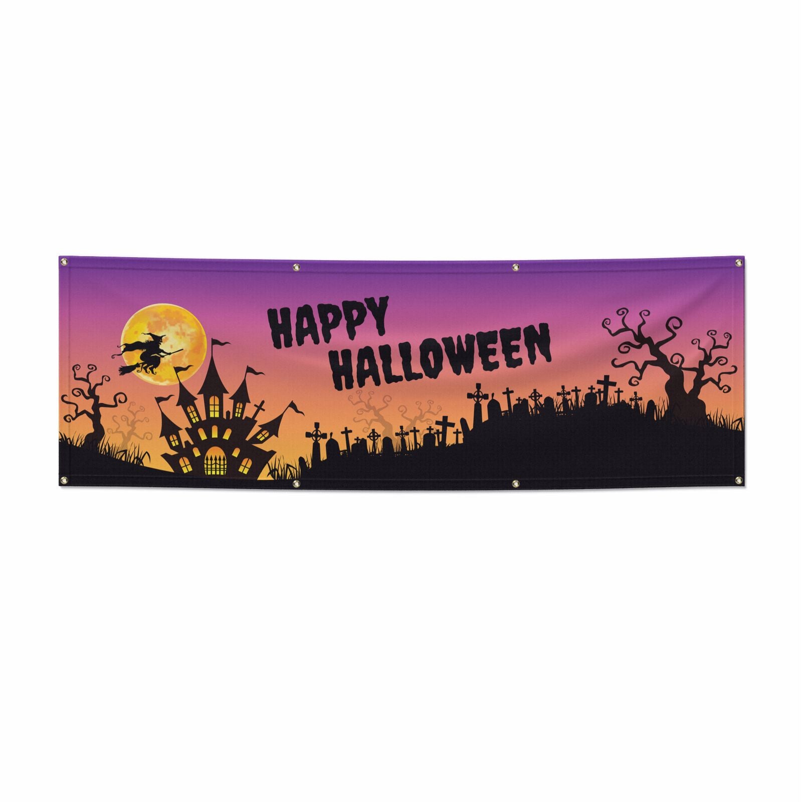 Happy Halloween Witch 6x2 Vinly Banner with Grommets