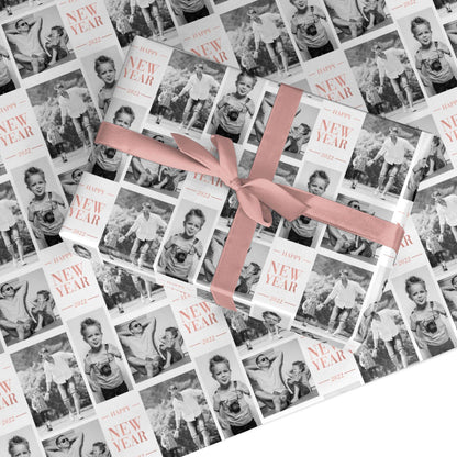 Happy New Year Photo Upload Custom Wrapping Paper