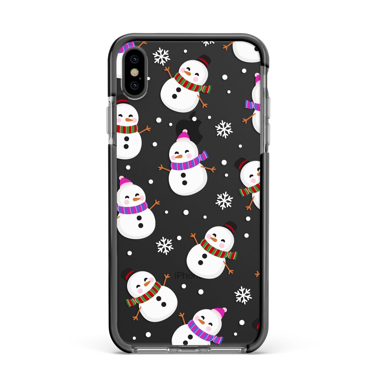 Happy Snowmen Illustrations Apple iPhone Xs Max Impact Case Black Edge on Black Phone