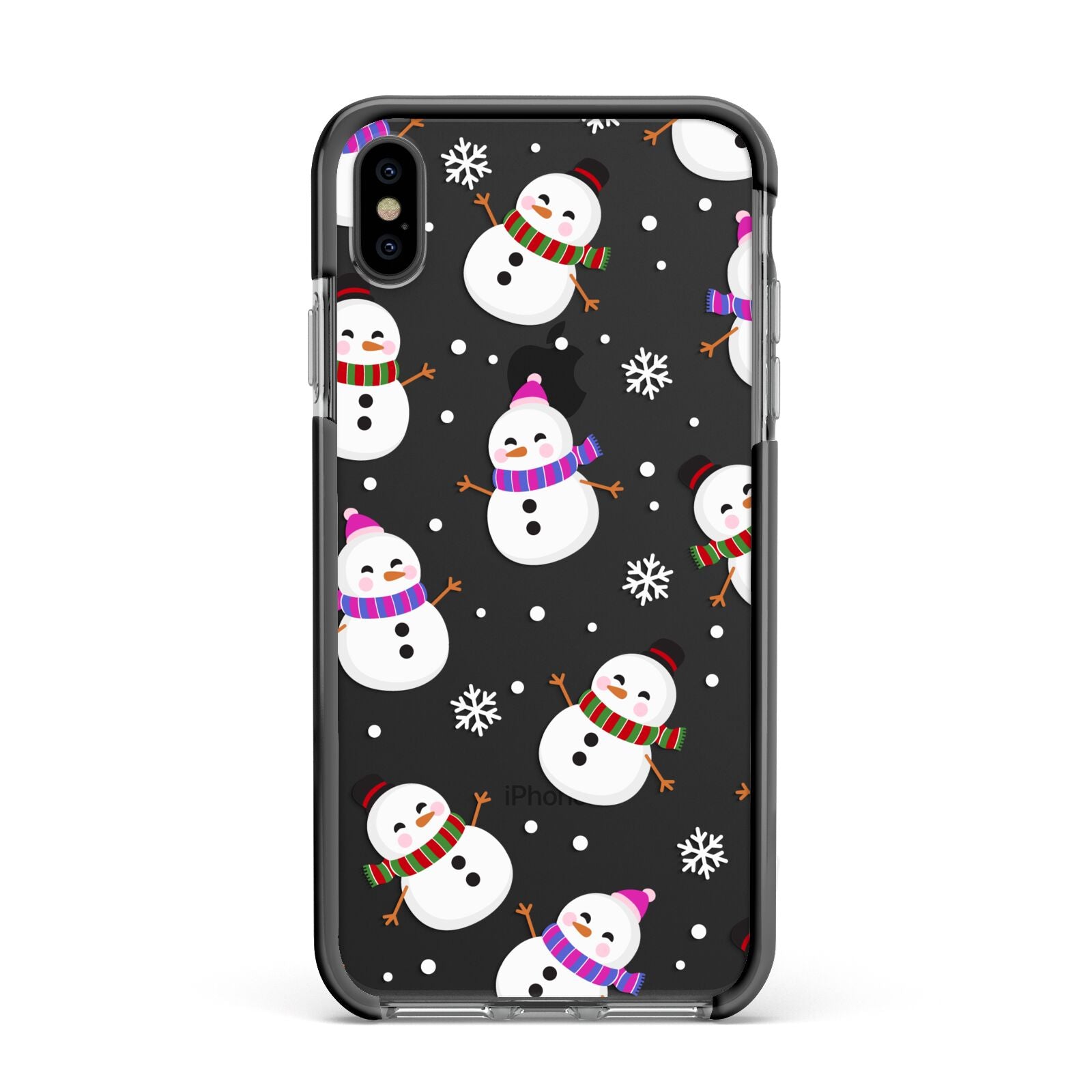Happy Snowmen Illustrations Apple iPhone Xs Max Impact Case Black Edge on Black Phone
