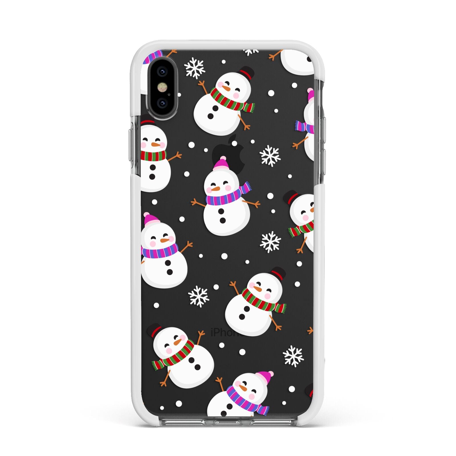 Happy Snowmen Illustrations Apple iPhone Xs Max Impact Case White Edge on Black Phone