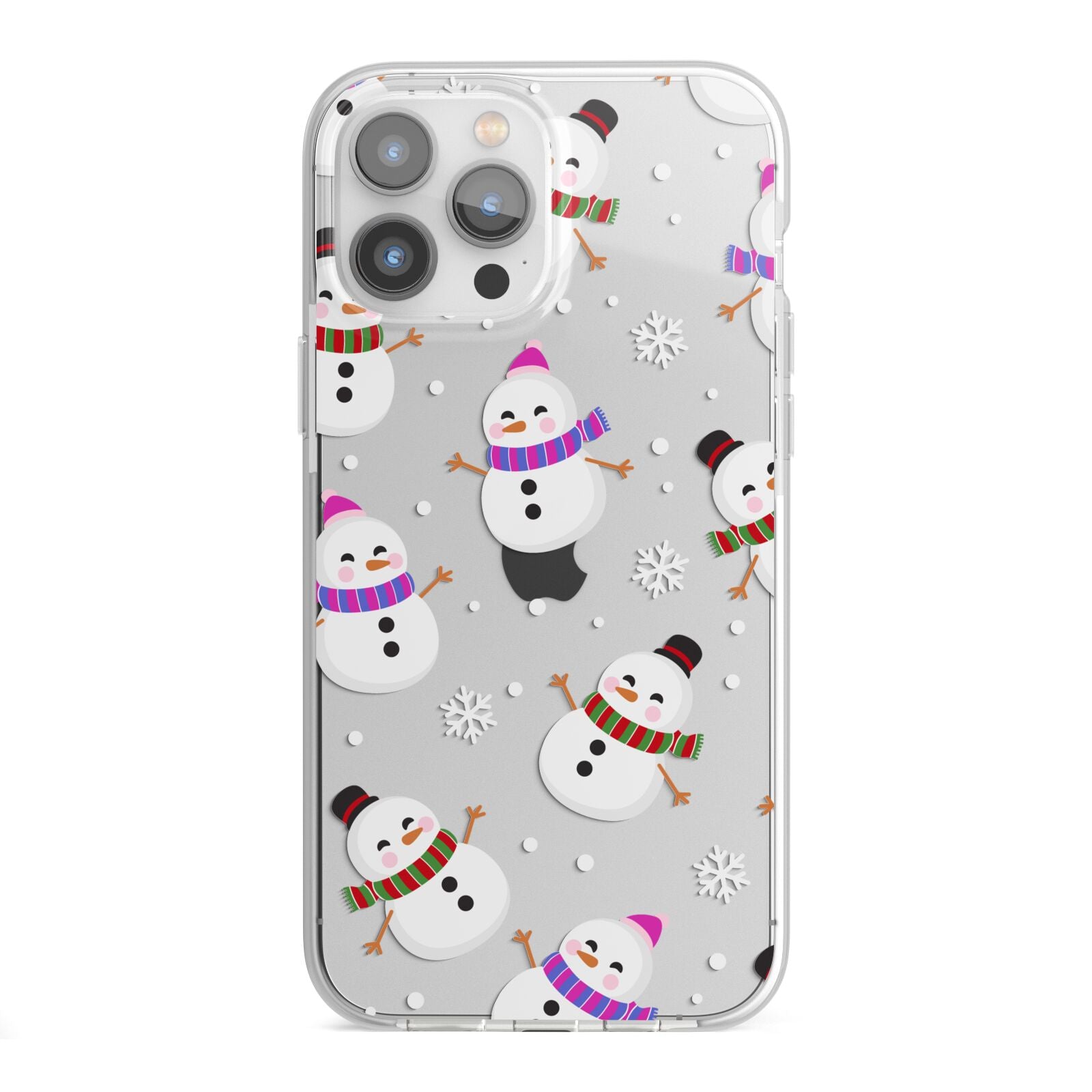 Happy Snowmen Illustrations iPhone 13 Pro Max TPU Impact Case with White Edges