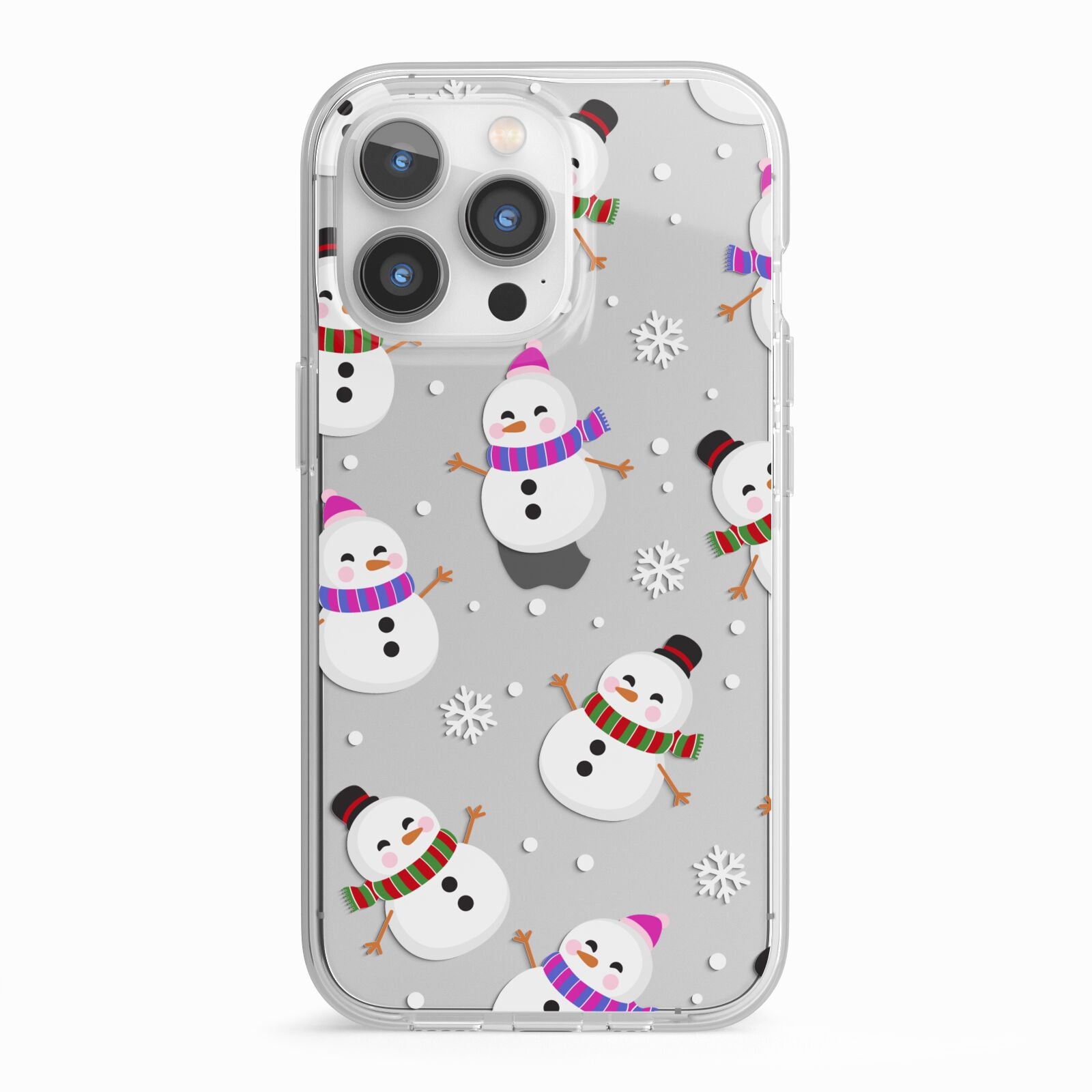 Happy Snowmen Illustrations iPhone 13 Pro TPU Impact Case with White Edges