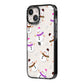 Happy Snowmen Illustrations iPhone 14 Black Impact Case Side Angle on Silver phone