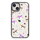 Happy Snowmen Illustrations iPhone 14 Black Impact Case on Silver phone