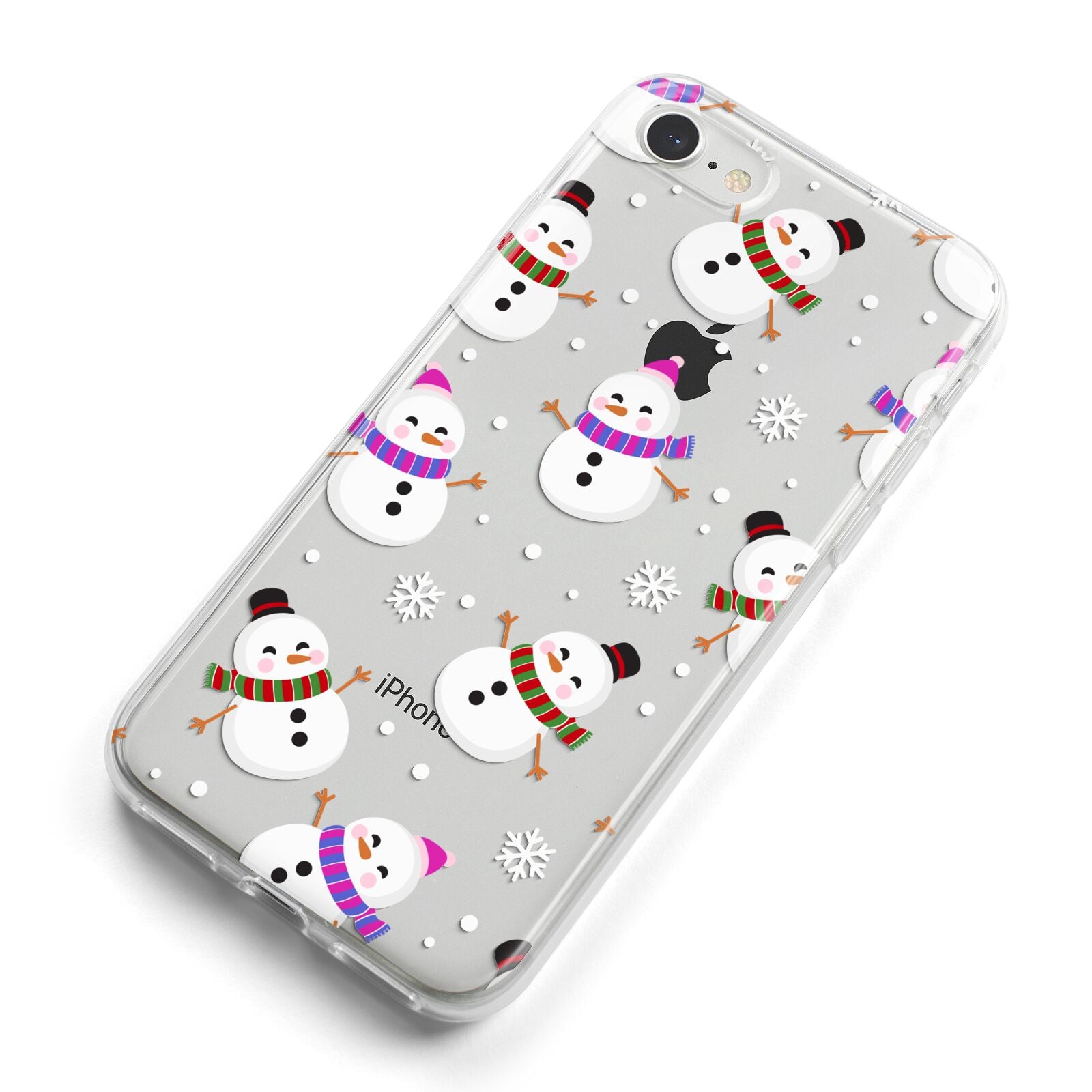 Happy Snowmen Illustrations iPhone 8 Bumper Case on Silver iPhone Alternative Image