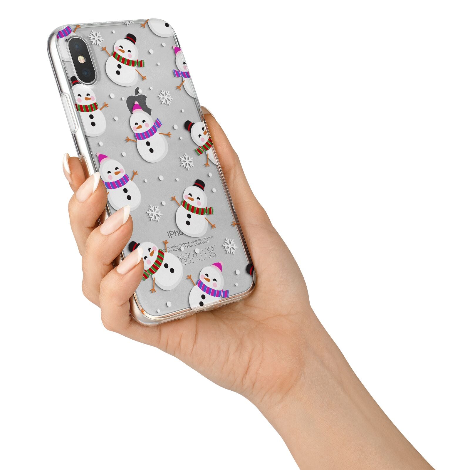 Happy Snowmen Illustrations iPhone X Bumper Case on Silver iPhone Alternative Image 2