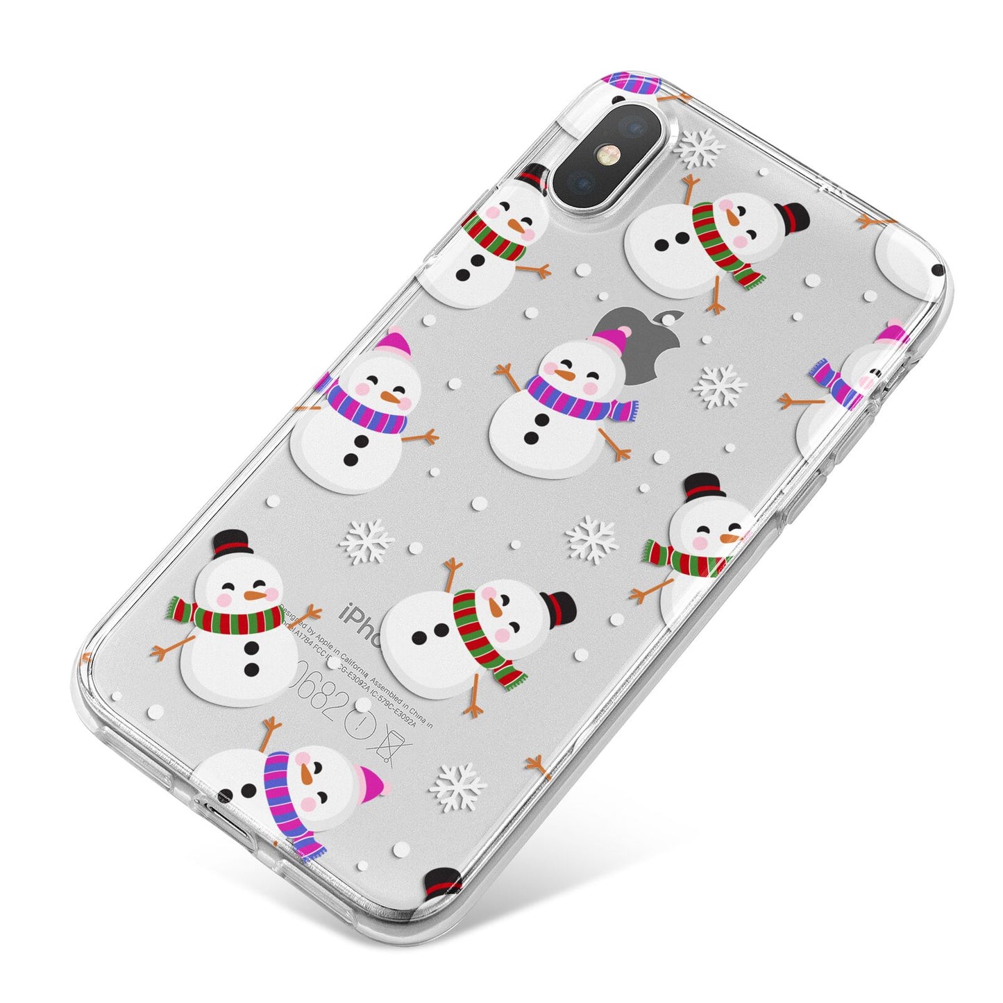 Happy Snowmen Illustrations iPhone X Bumper Case on Silver iPhone