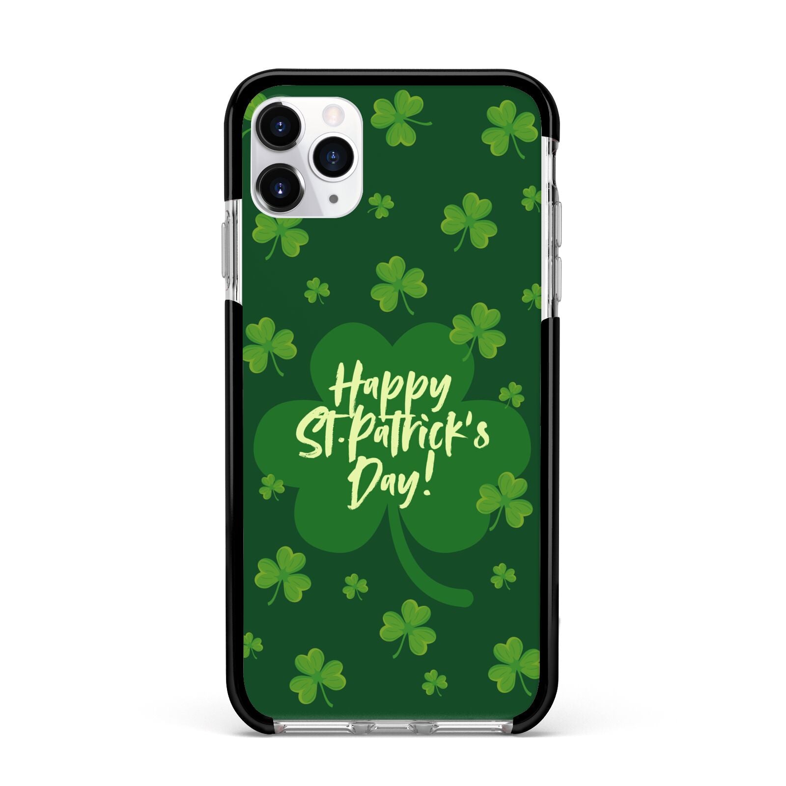 Happy St Patricks Day Apple iPhone 11 Pro Max in Silver with Black Impact Case