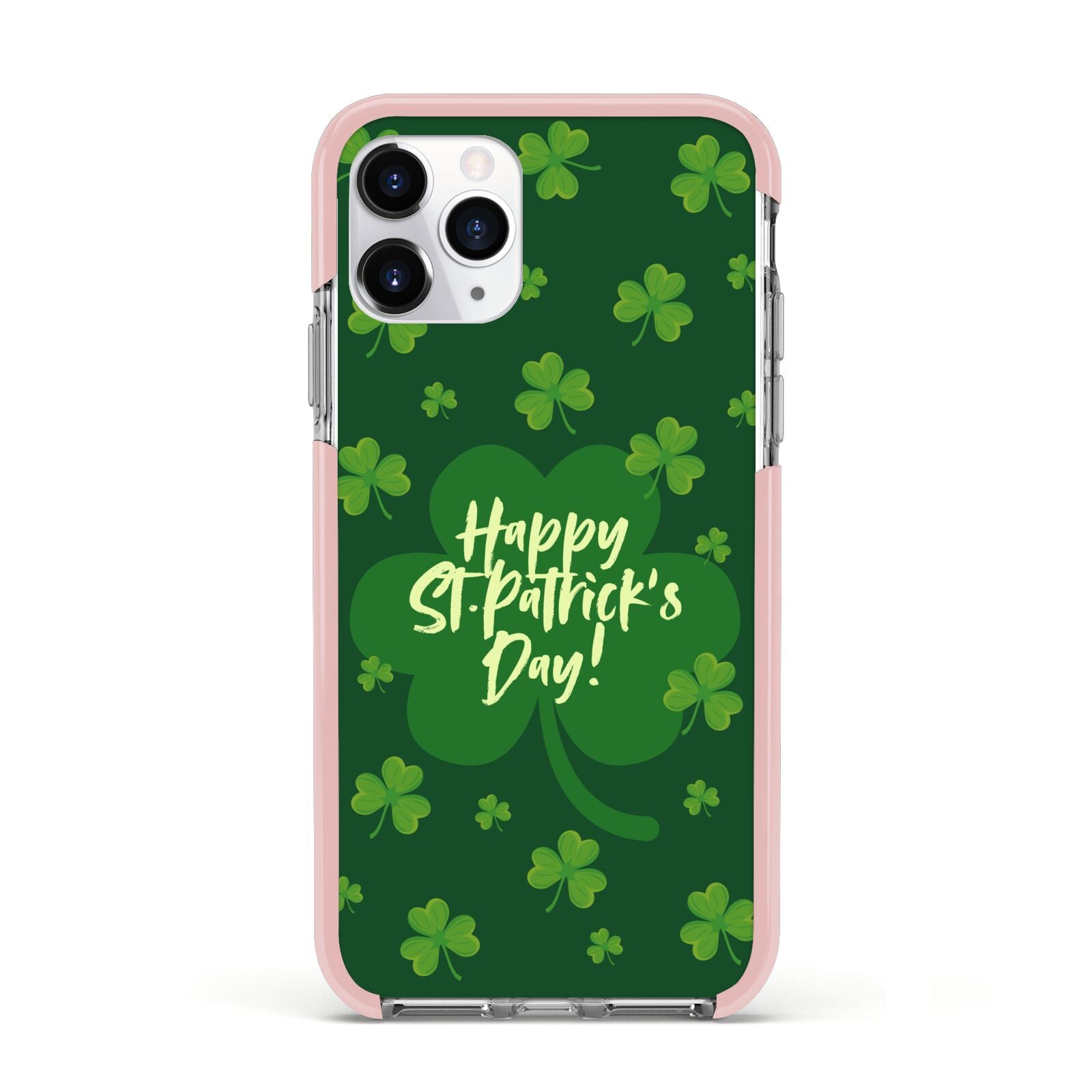 Happy St Patricks Day Apple iPhone 11 Pro in Silver with Pink Impact Case