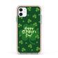 Happy St Patricks Day Apple iPhone 11 in White with Pink Impact Case