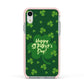 Happy St Patricks Day Apple iPhone XR Impact Case Pink Edge on Silver Phone