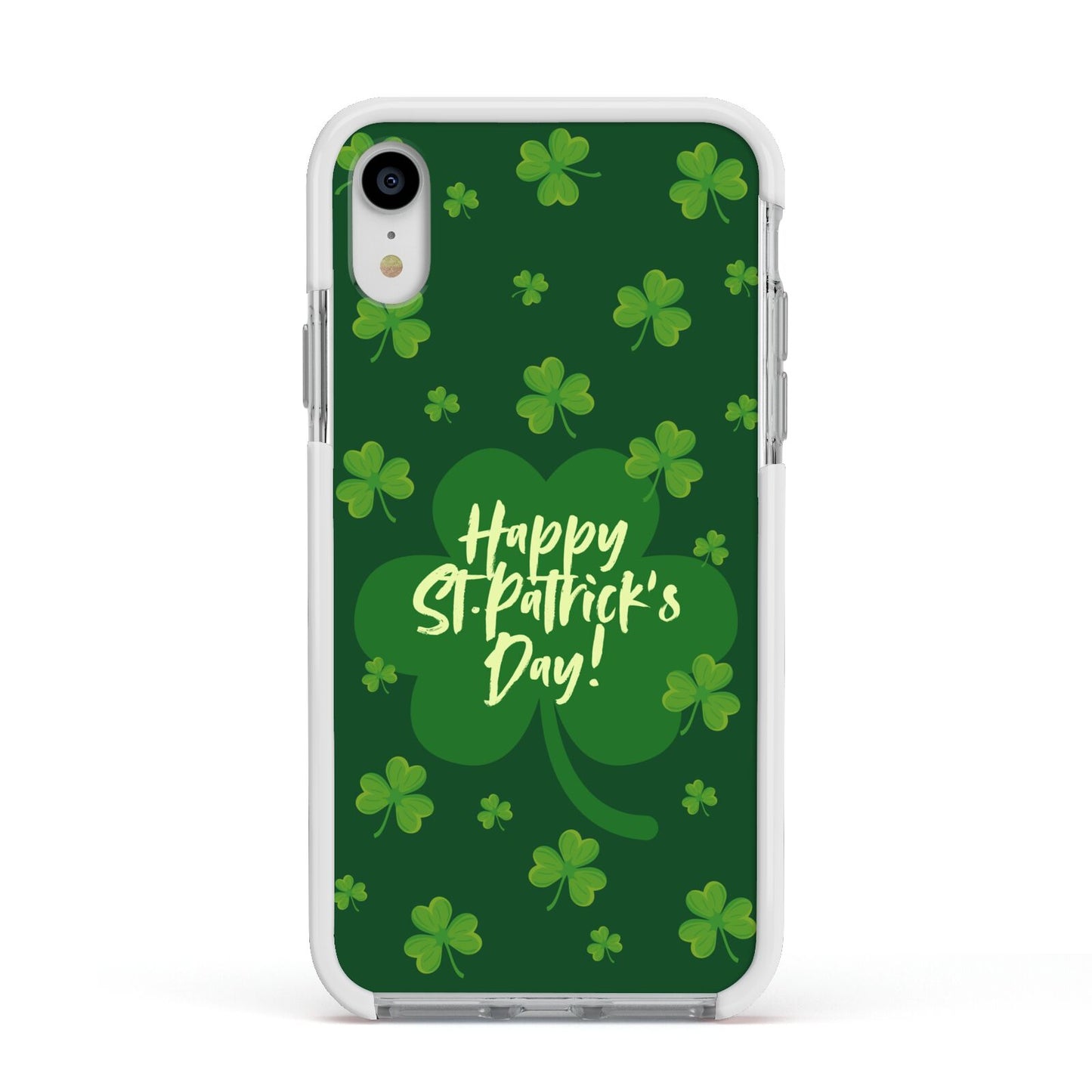 Happy St Patricks Day Apple iPhone XR Impact Case White Edge on Silver Phone