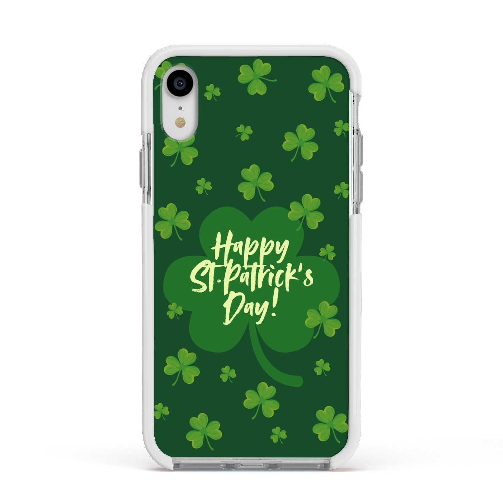 Happy St Patricks Day Apple iPhone XR Impact Case White Edge on Silver Phone