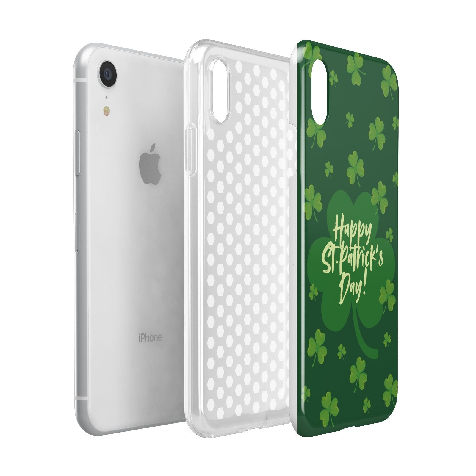 Happy St Patricks Day Apple iPhone XR White 3D Tough Case Expanded view