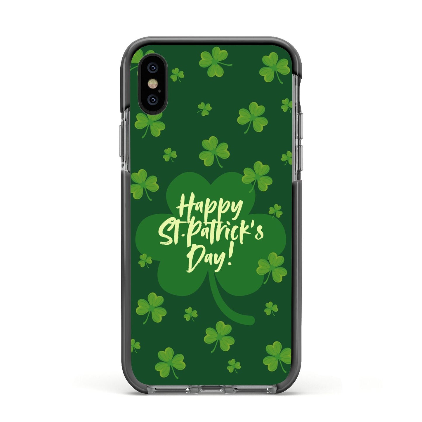 Happy St Patricks Day Apple iPhone Xs Impact Case Black Edge on Black Phone