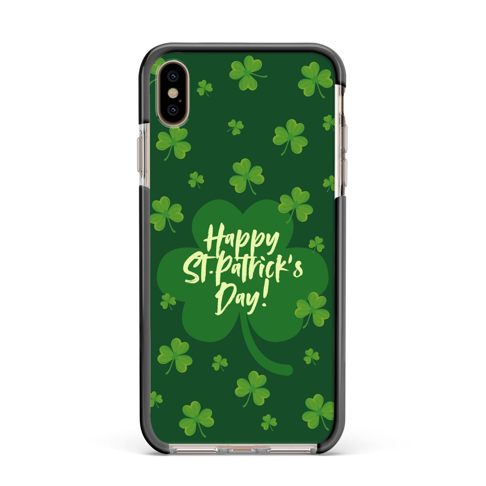 Happy St Patricks Day Apple iPhone Xs Max Impact Case Black Edge on Gold Phone