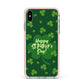 Happy St Patricks Day Apple iPhone Xs Max Impact Case Pink Edge on Silver Phone