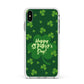 Happy St Patricks Day Apple iPhone Xs Max Impact Case White Edge on Silver Phone