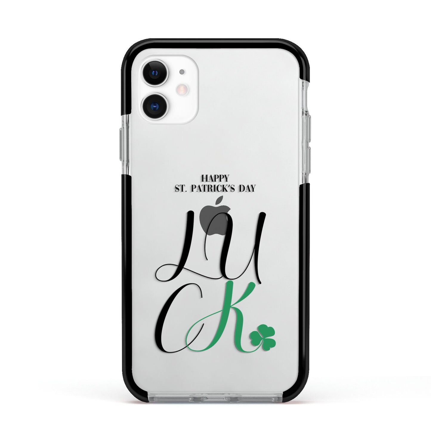 Happy St Patricks Day Luck Apple iPhone 11 in White with Black Impact Case
