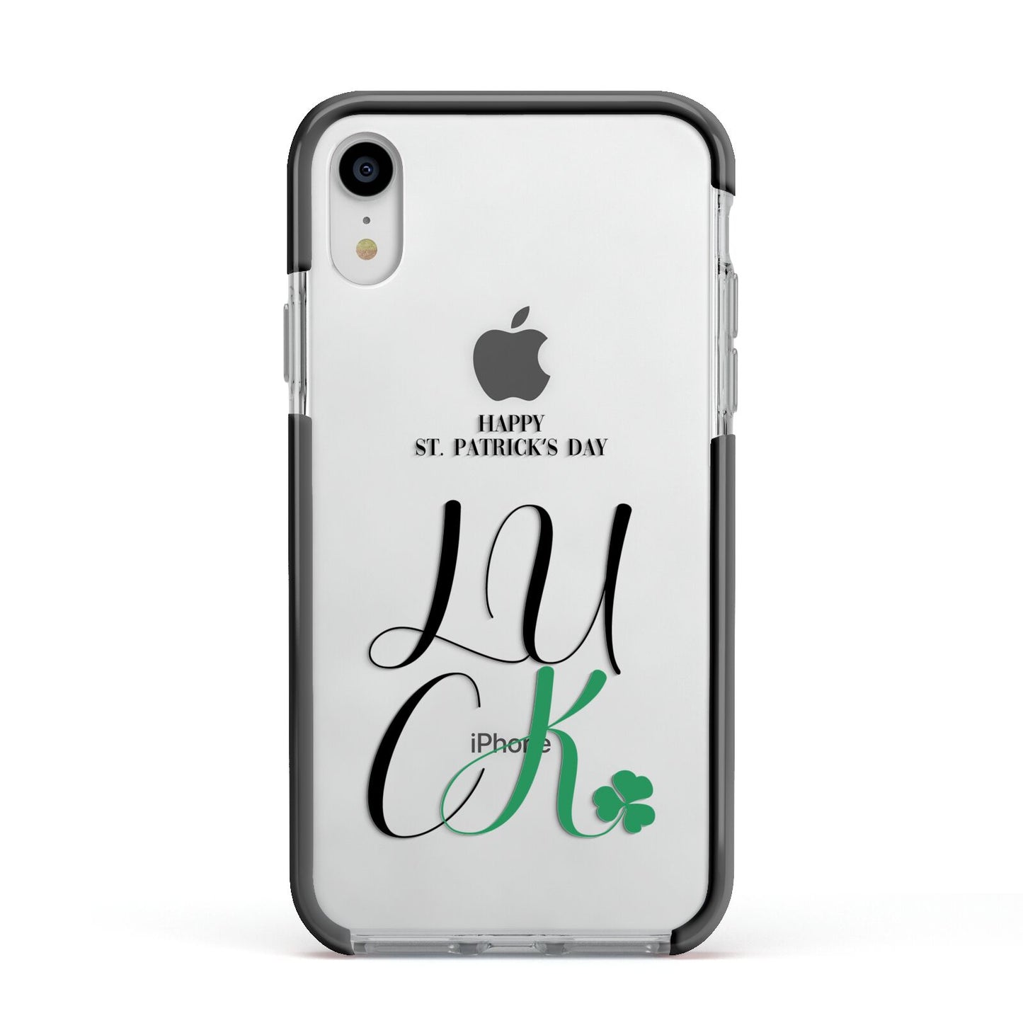 Happy St Patricks Day Luck Apple iPhone XR Impact Case Black Edge on Silver Phone