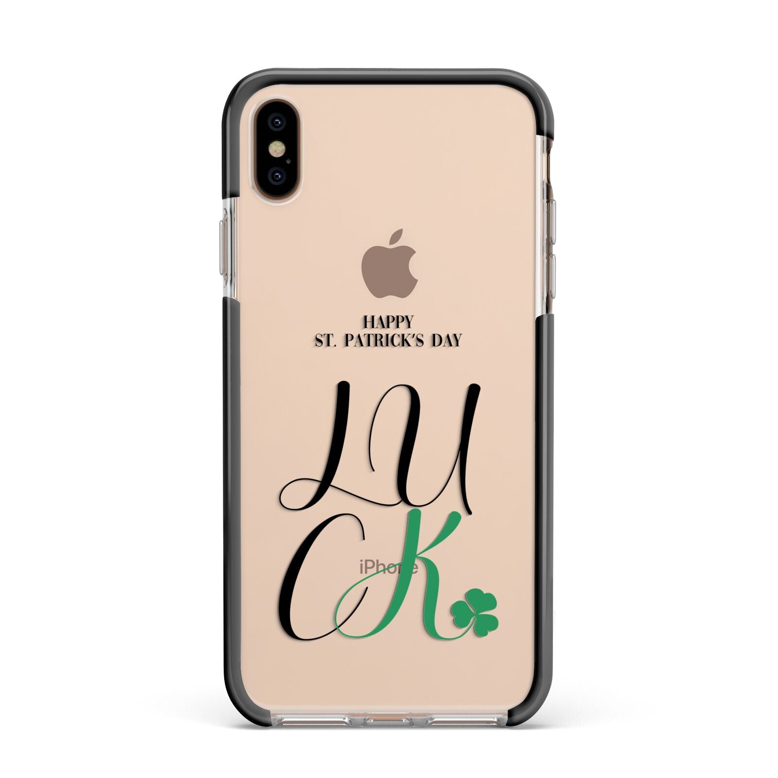 Happy St Patricks Day Luck Apple iPhone Xs Max Impact Case Black Edge on Gold Phone