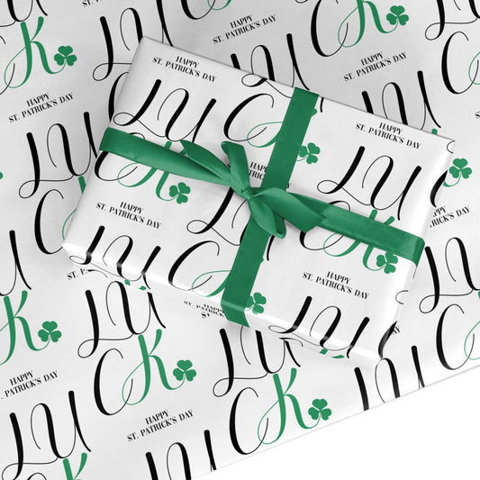 Happy St Patricks Day Luck Custom Wrapping Paper