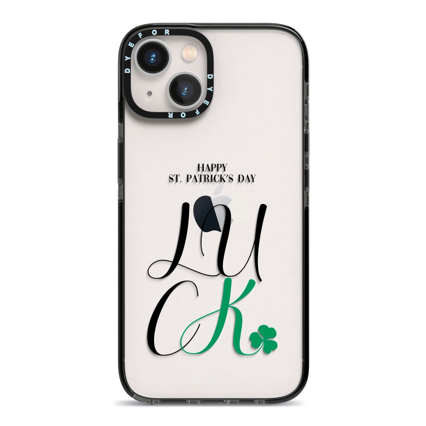Happy St Patricks Day Luck iPhone 13 Black Impact Case on Silver phone