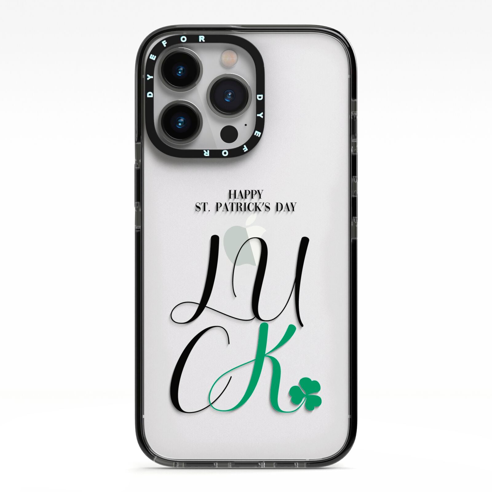 Happy St Patricks Day Luck iPhone 13 Pro Black Impact Case on Silver phone