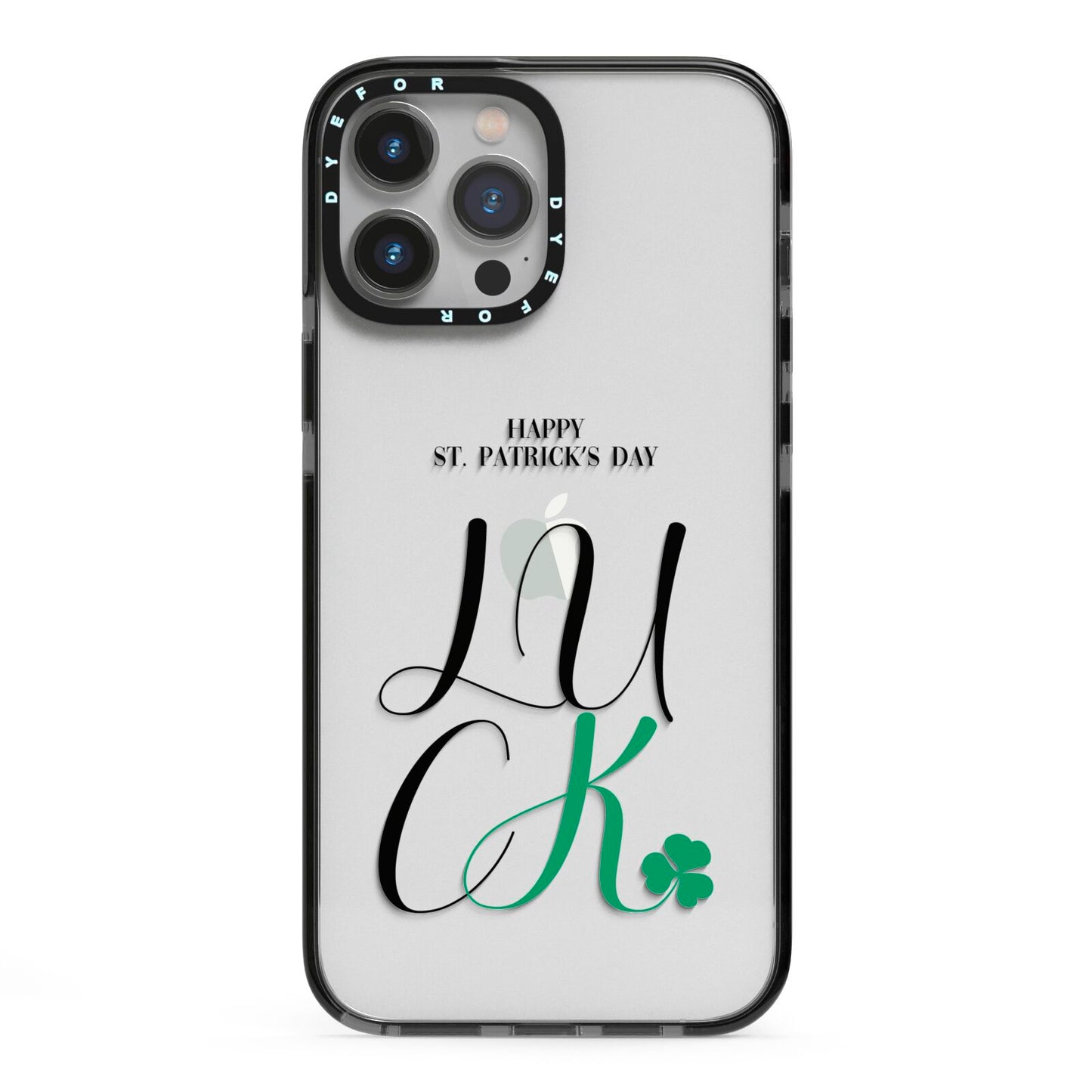 Happy St Patricks Day Luck iPhone 13 Pro Max Black Impact Case on Silver phone