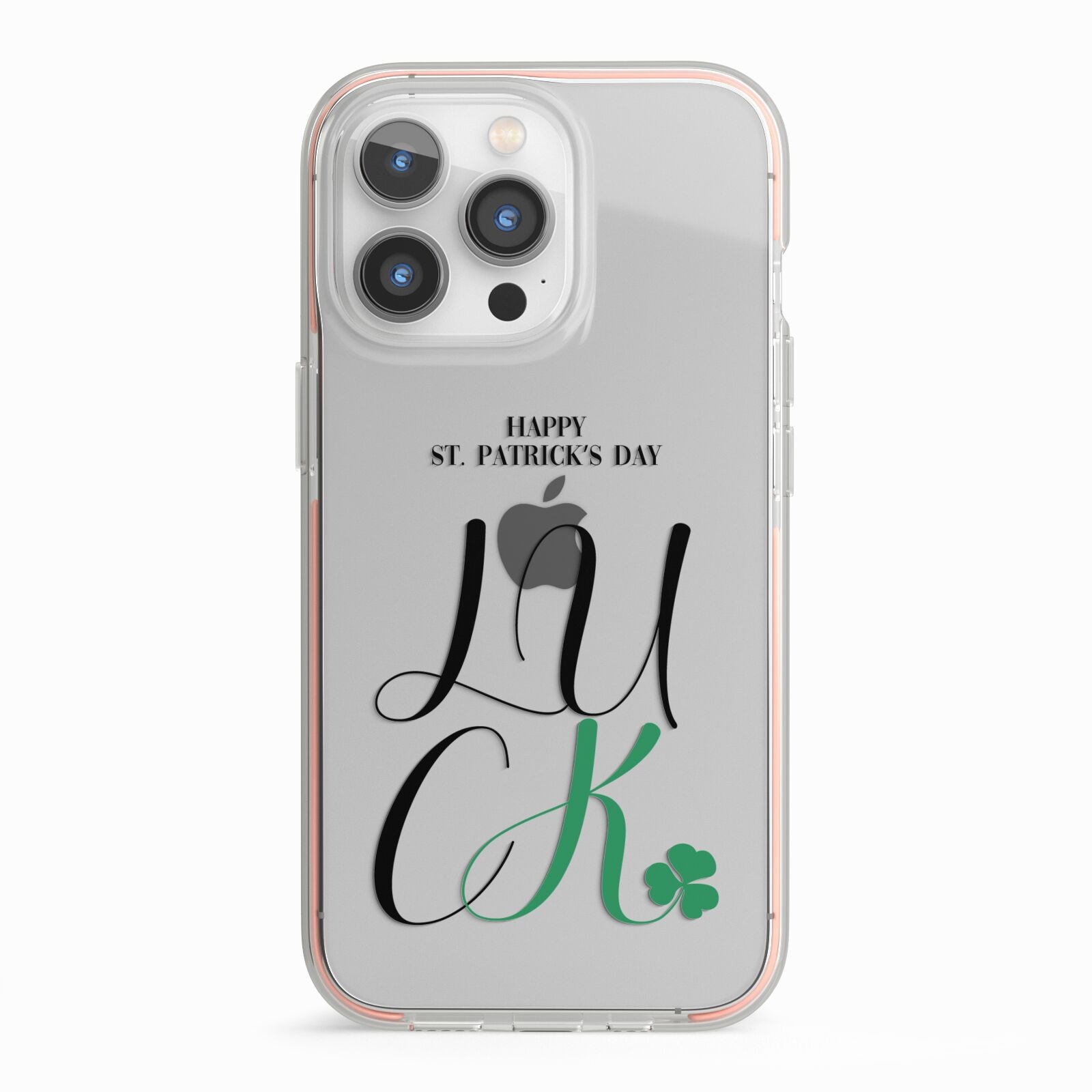 Happy St Patricks Day Luck iPhone 13 Pro TPU Impact Case with Pink Edges