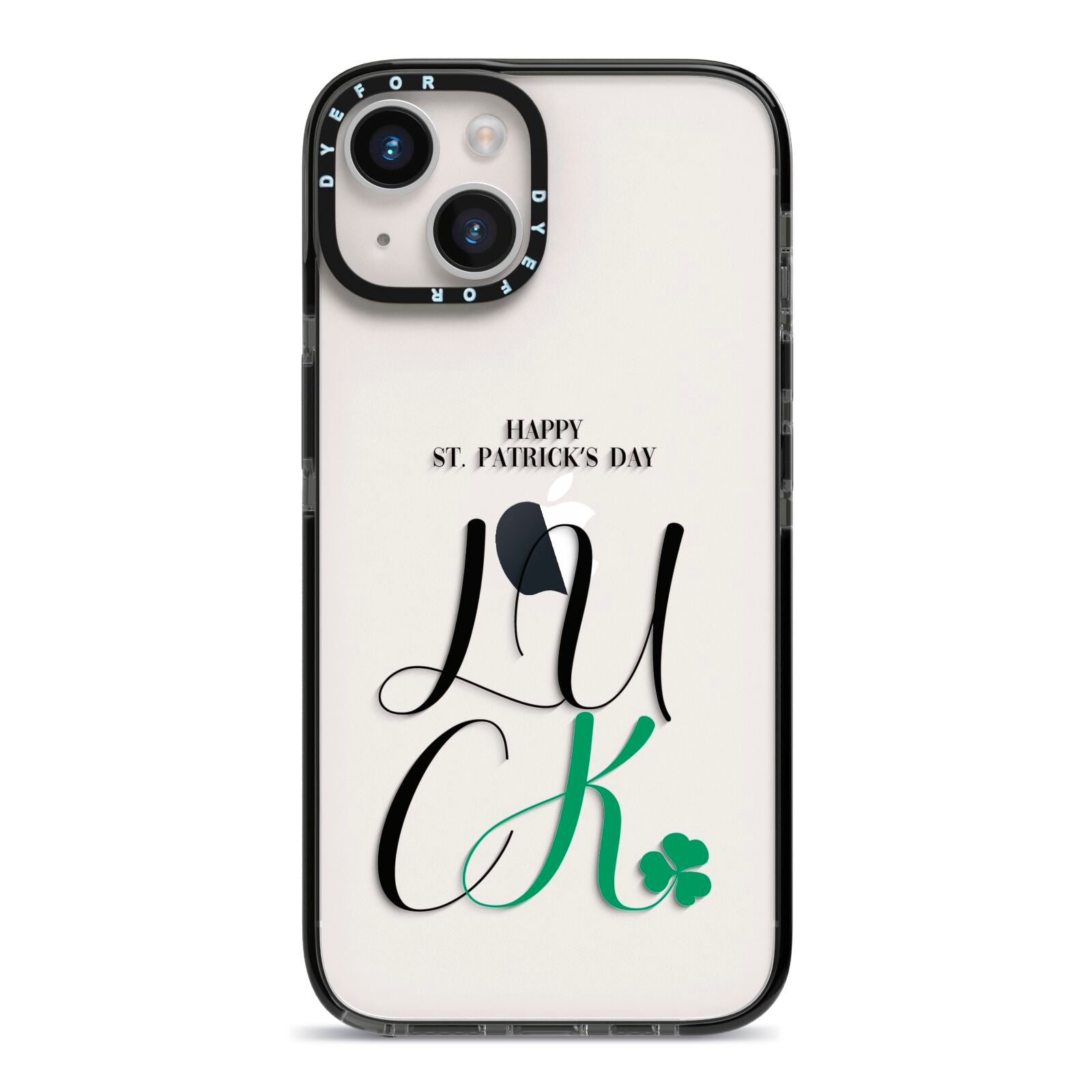 Happy St Patricks Day Luck iPhone 14 Black Impact Case on Silver phone