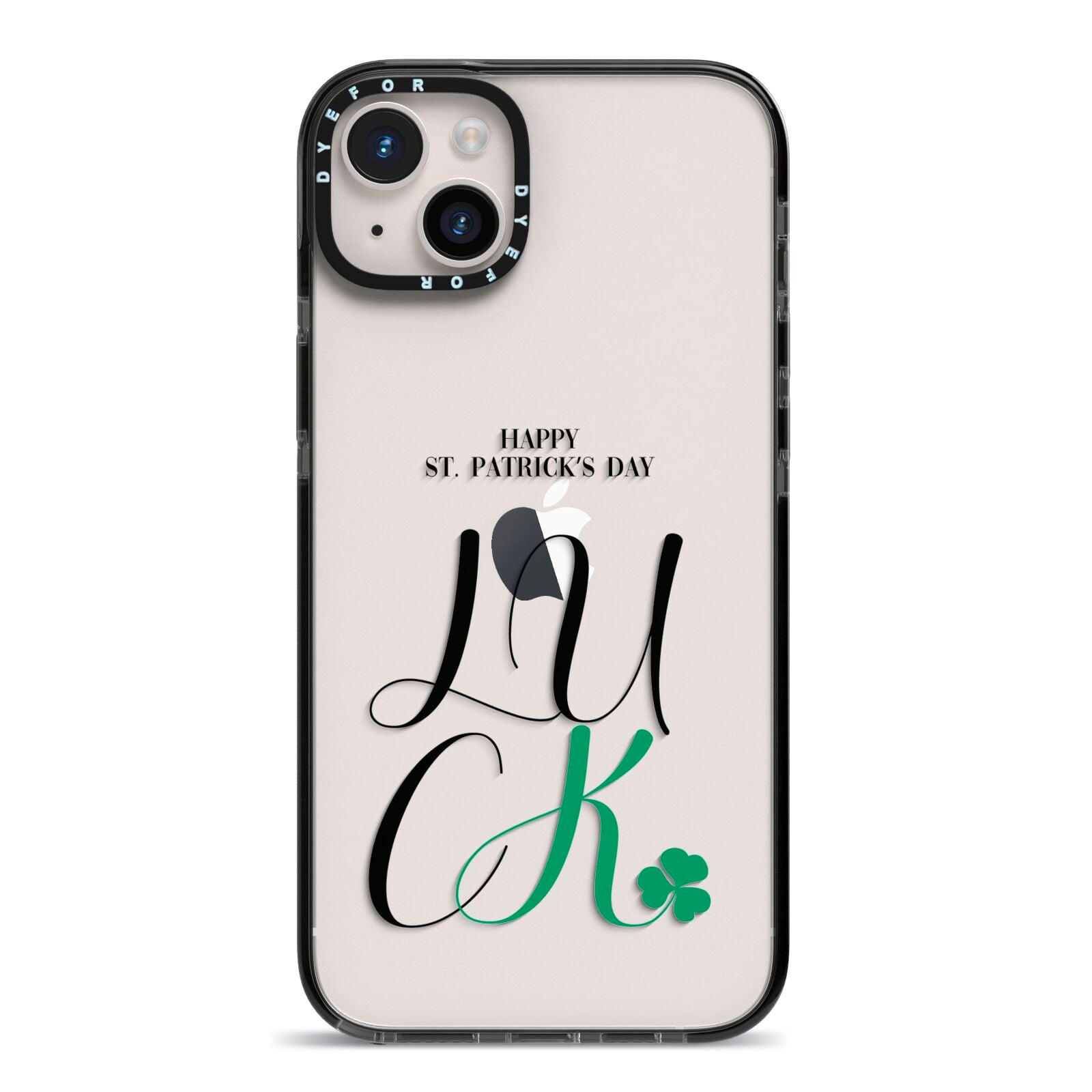 Happy St Patricks Day Luck iPhone 14 Plus Black Impact Case on Silver phone