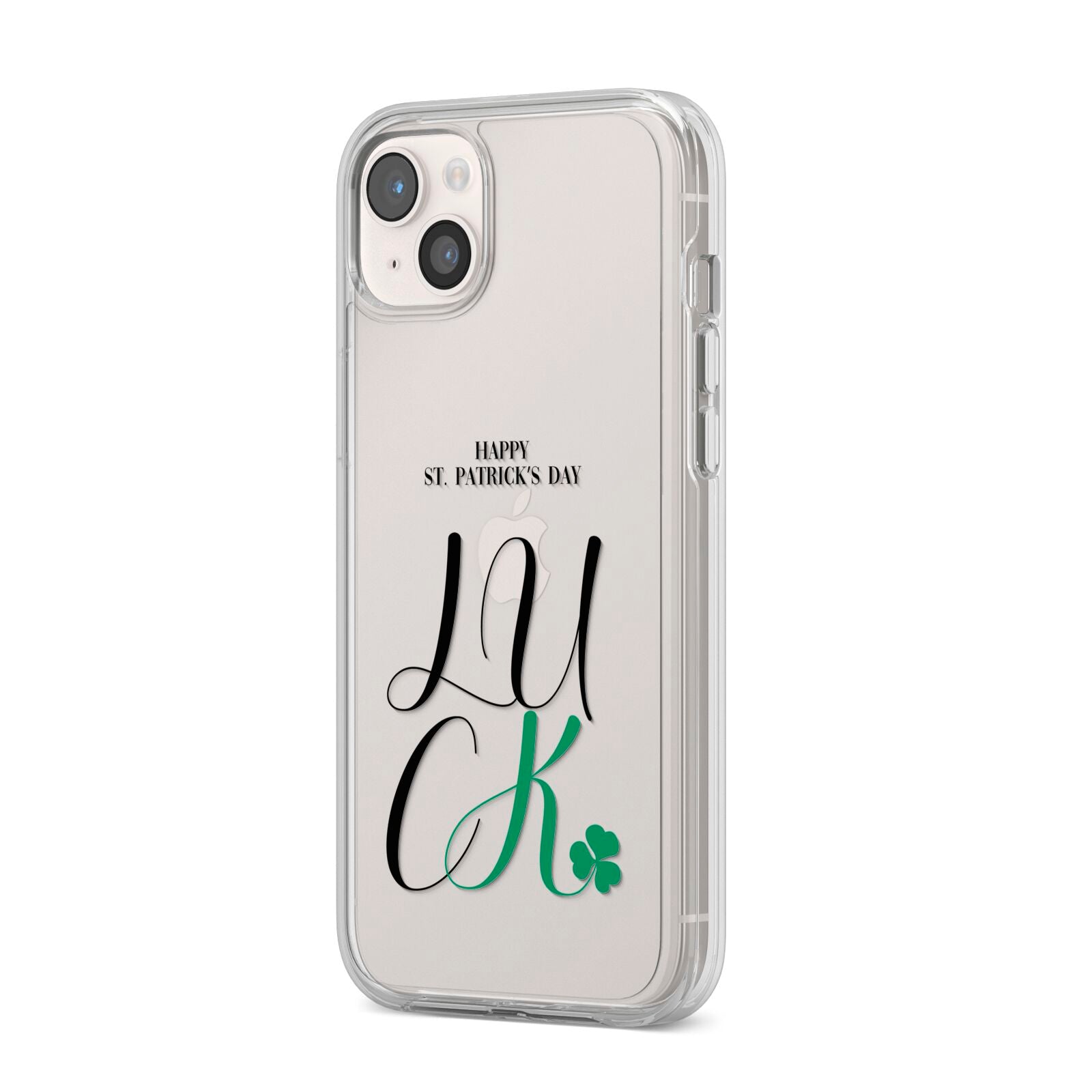 Happy St Patricks Day Luck iPhone 14 Plus Clear Tough Case Starlight Angled Image