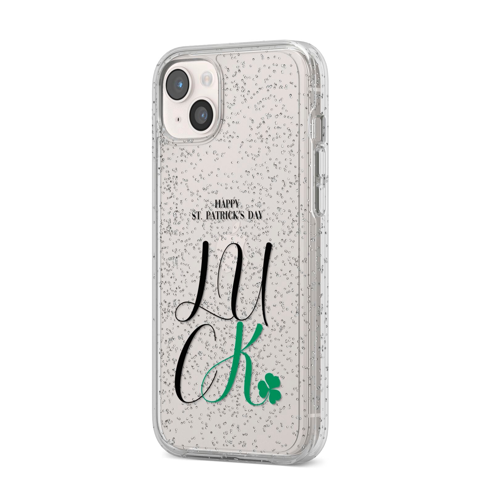 Happy St Patricks Day Luck iPhone 14 Plus Glitter Tough Case Starlight Angled Image