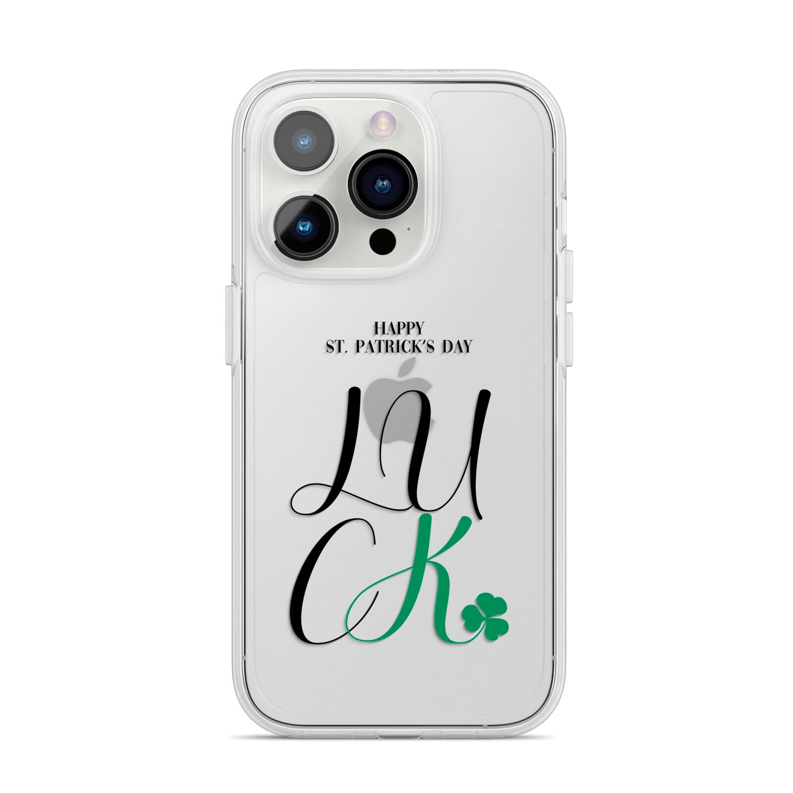 Happy St Patricks Day Luck iPhone 14 Pro Clear Tough Case Silver