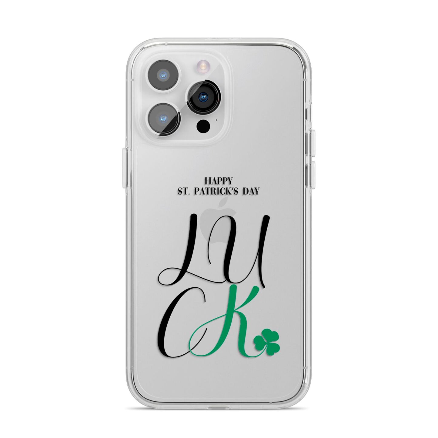 Happy St Patricks Day Luck iPhone 14 Pro Max Clear Tough Case Silver