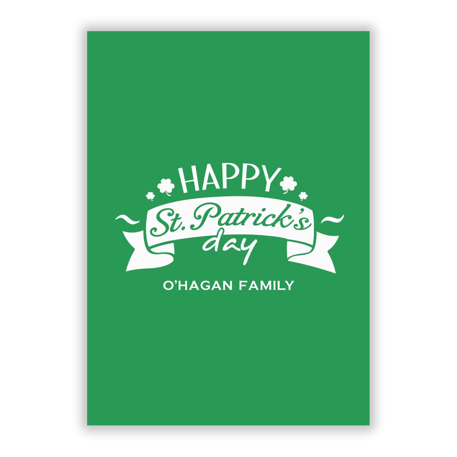 Happy St Patricks Day Personalised A5 Flat Greetings Card