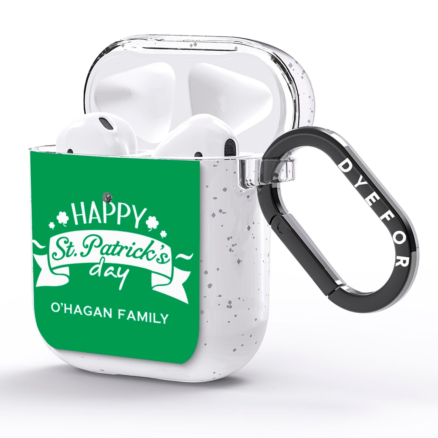 Happy St Patricks Day Personalised AirPods Glitter Case Side Image