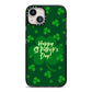 Happy St Patricks Day iPhone 13 Black Impact Case on Silver phone
