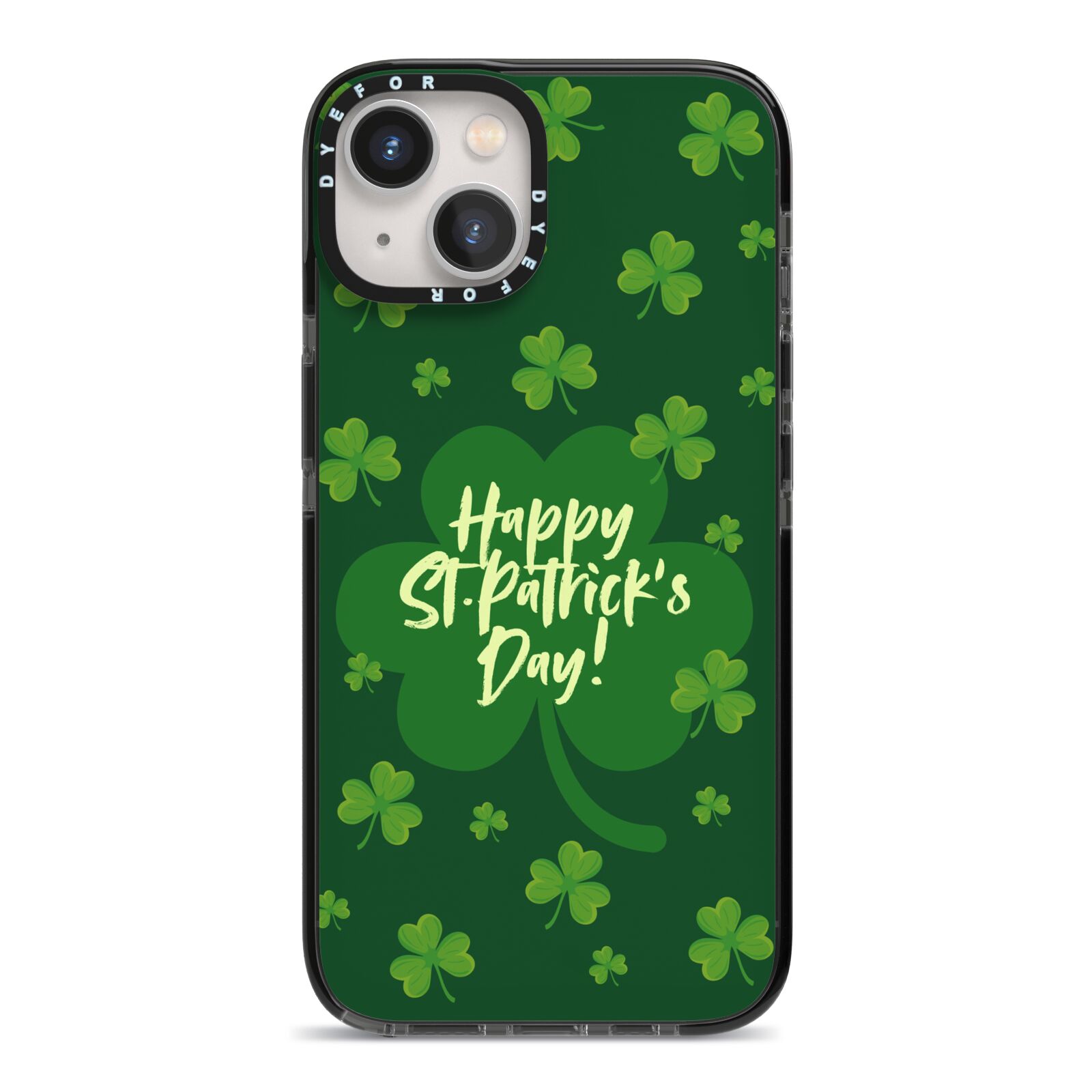 Happy St Patricks Day iPhone 13 Black Impact Case on Silver phone