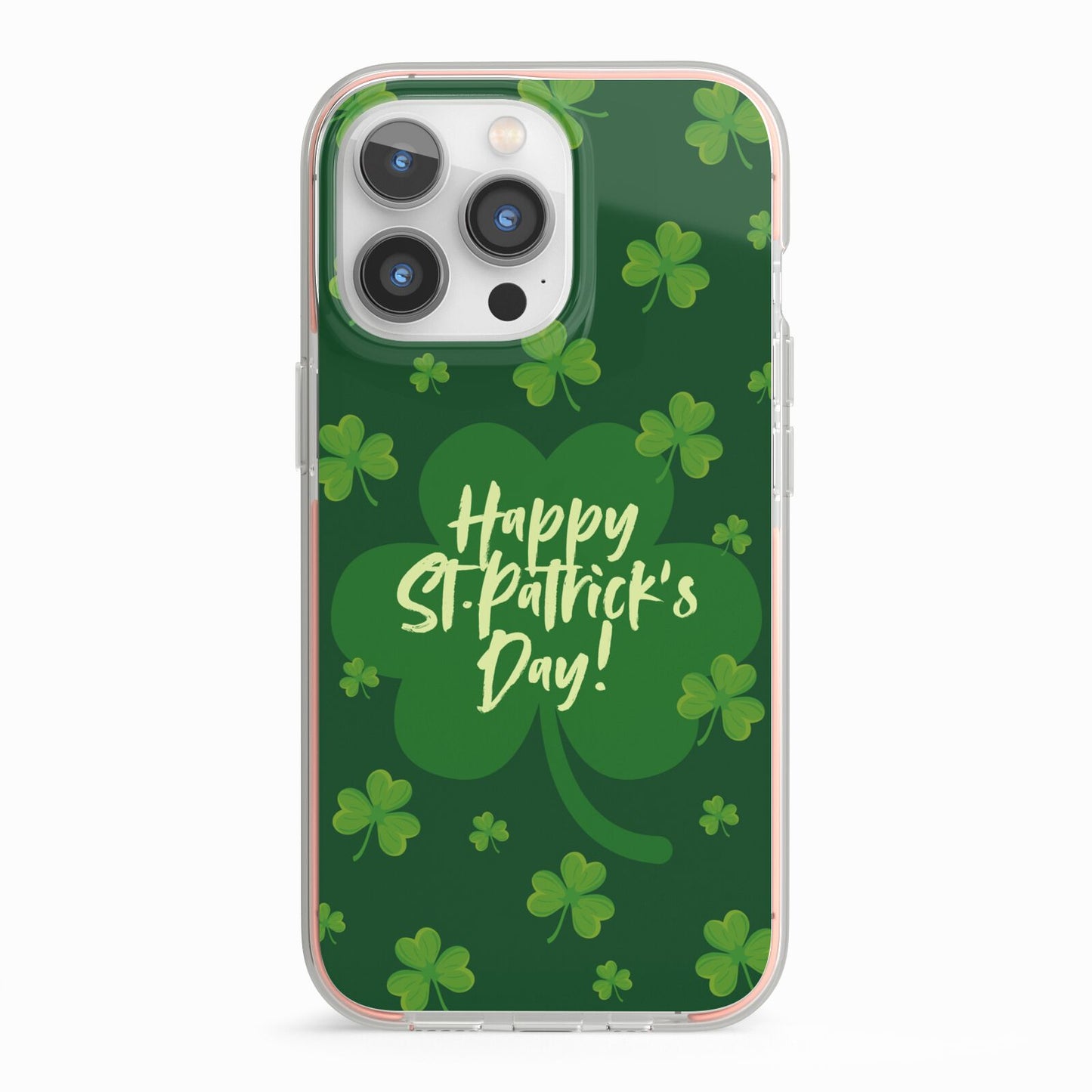 Happy St Patricks Day iPhone 13 Pro TPU Impact Case with Pink Edges
