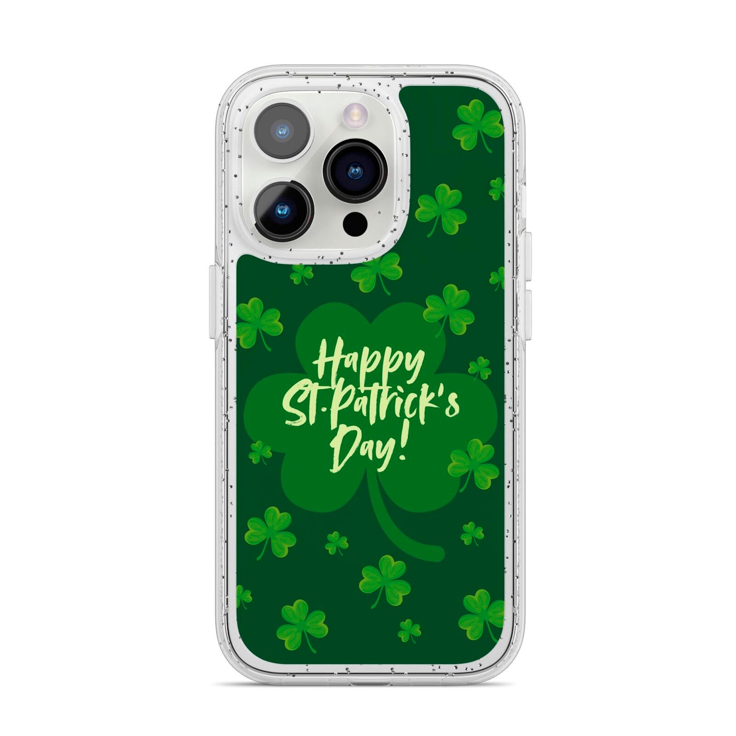 Happy St Patricks Day iPhone 14 Pro Glitter Tough Case Silver