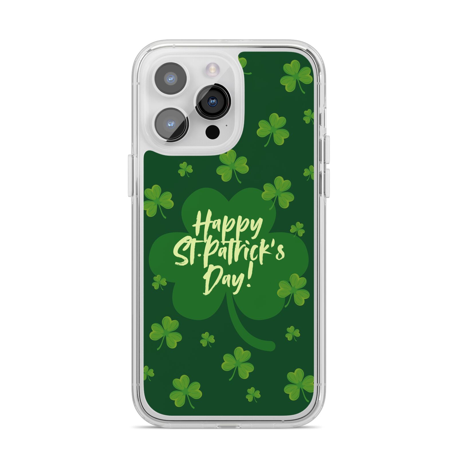 Happy St Patricks Day iPhone 14 Pro Max Clear Tough Case Silver