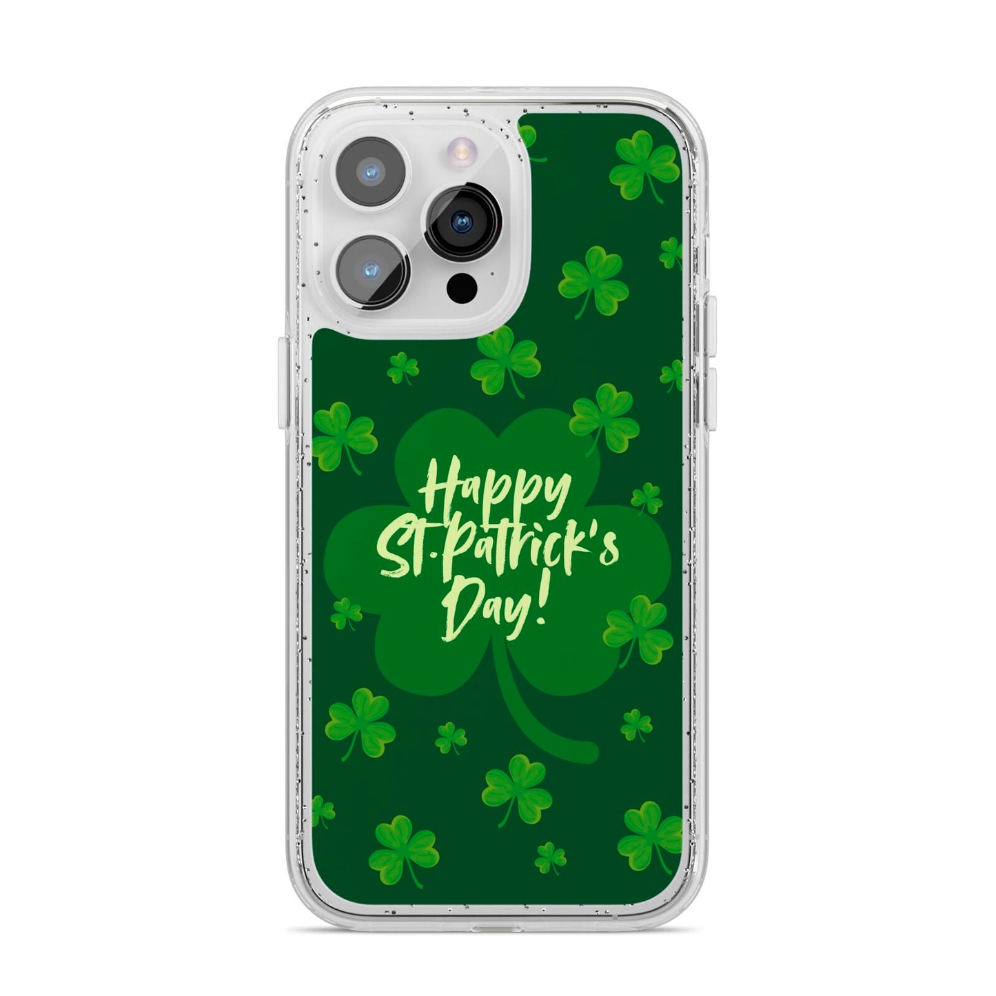 Happy St Patricks Day iPhone 14 Pro Max Glitter Tough Case Silver